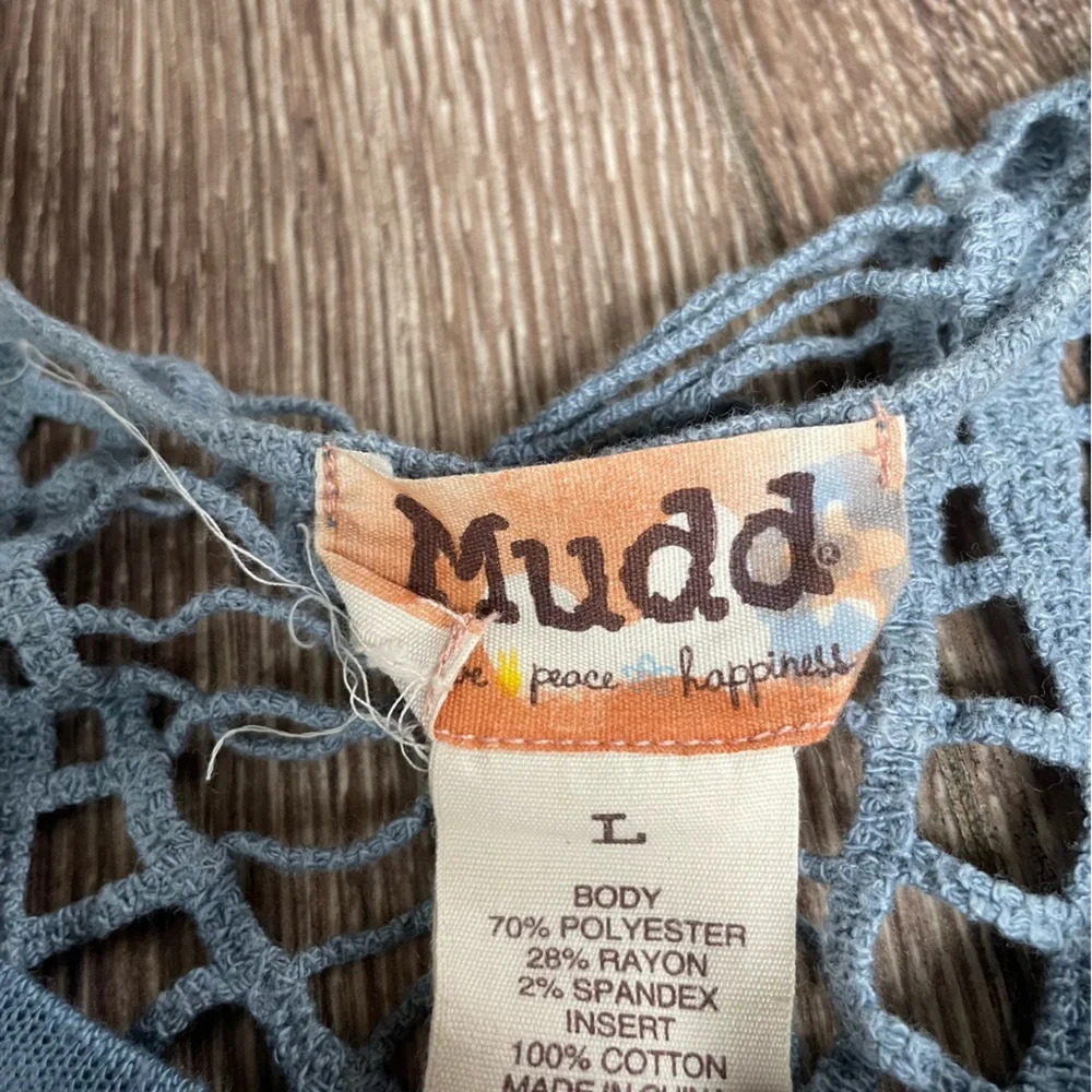 Mudd Crop 3/4 Sleeve Sweater Blue Large - Picture 3 of 3